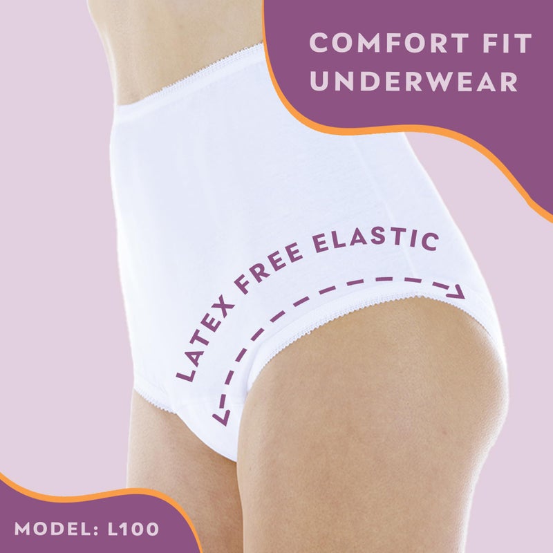 Wear-Ever Wearever Women's Cotton Comfort Incontinence Panties for Bladder Control with Regular Absorbency - Reusable & Washable Leak Proof Underwear 150 ml (Pack of 3) (White) (4X) (Fits Hip Sizes: 52-55") - Image 5